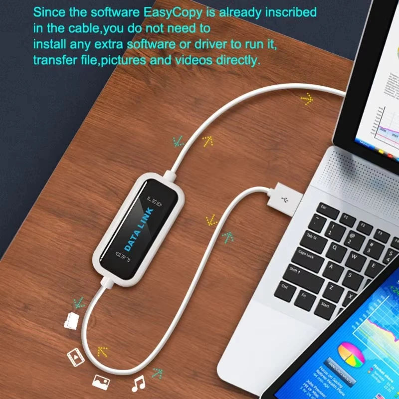 USB PC To PC Online Share Sync Link Net Direct Data File Transfer Bridge LED Cable High Speed Easy Copy Line Between 2 Computer Digispots