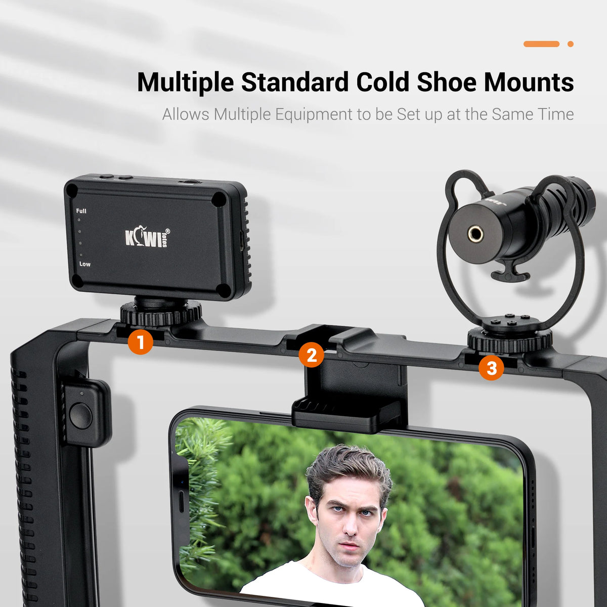 Smartphone cage rig in use vlogging content creation