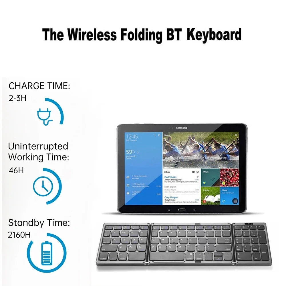 Bluetooth keyboard paired with tablet and phone stand