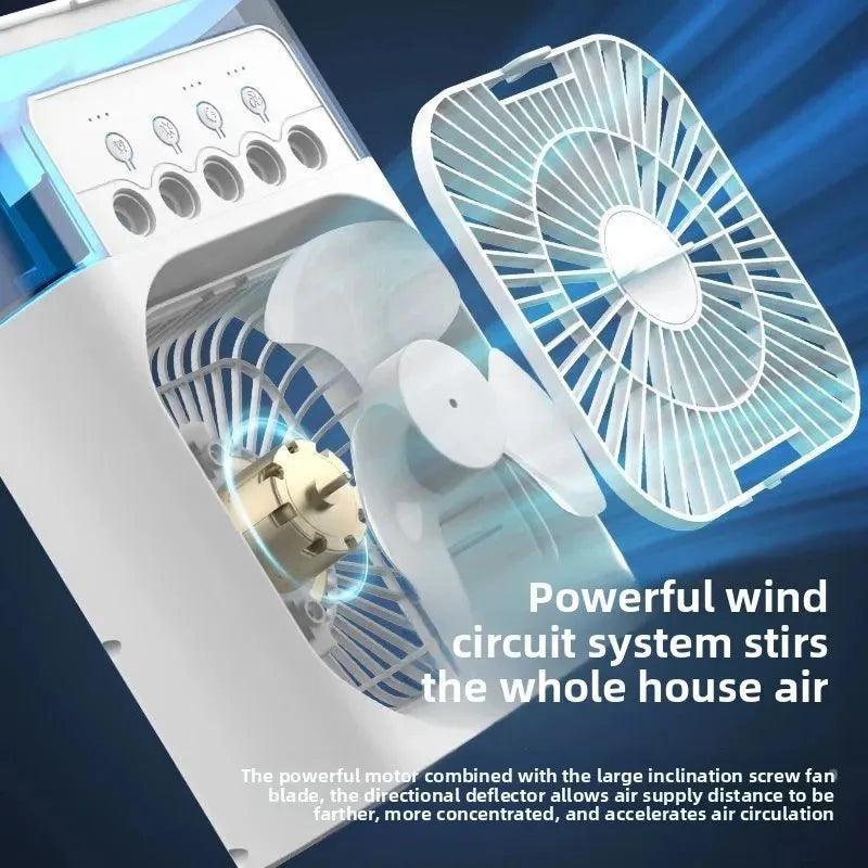 USB mini air cooler on desk home office use