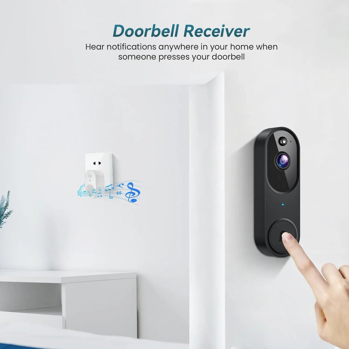 Wireless doorbell app notification on smartphone