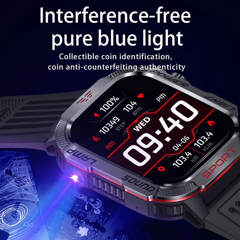 Military Outdoor Smartwatch – GPS, Compass & Bluetooth Calling, 5ATM Waterproof Digispots