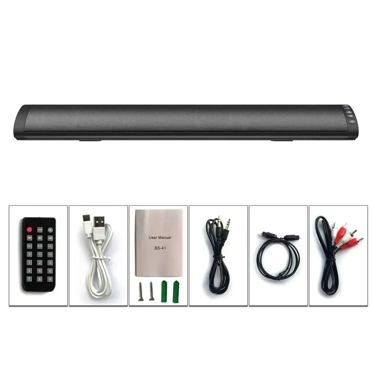 Home Theater Bluetooth Soundbar – 3D Surround Sound, RCA, FM Radio & Wireless Digispots