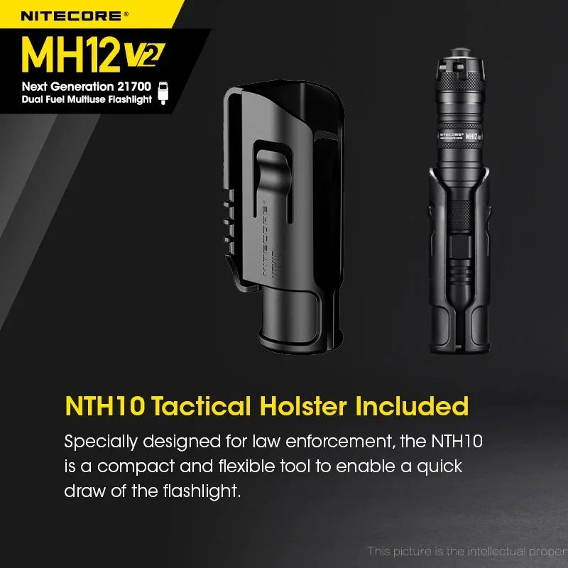 NITECORE MH12 V2 Tactical Flashlight – 1200 Lumens, USB-C Rechargeable & IPX8 Waterproof Digispots