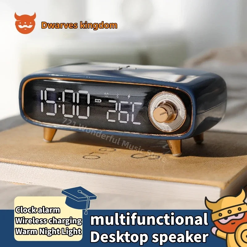 6-in-1 Bedside Charging Station – Bluetooth Speaker, 15W Wireless Charger, Night Light, Alarm Clock & Temperature Display Digispots