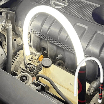 Rechargeable work light flexible gooseneck in engine bay