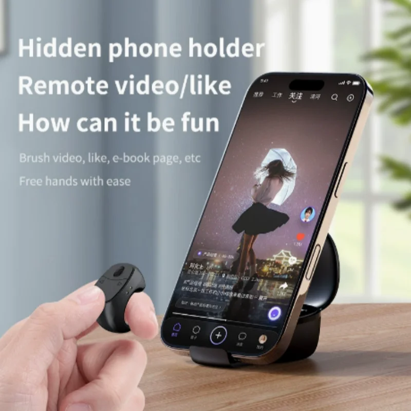 Ring remote worn on finger close up wireless button