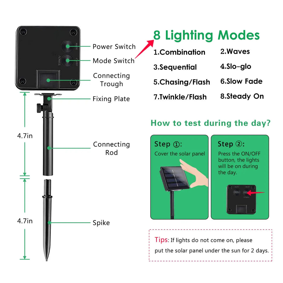 LED Plastic Leath Solar Powered Outdoor Fairy Lights IP65 Waterproof 8 Lighting Modes for Christmas Wedding Decoration Digispots