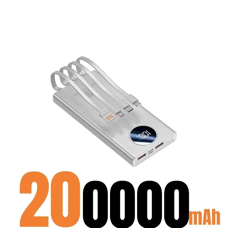 120W Super Fast Charging Power Bank – High Capacity with Digital Display & Built-in Cables Digispots