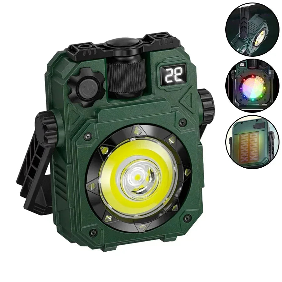 Solar camping lantern package contents and accessories