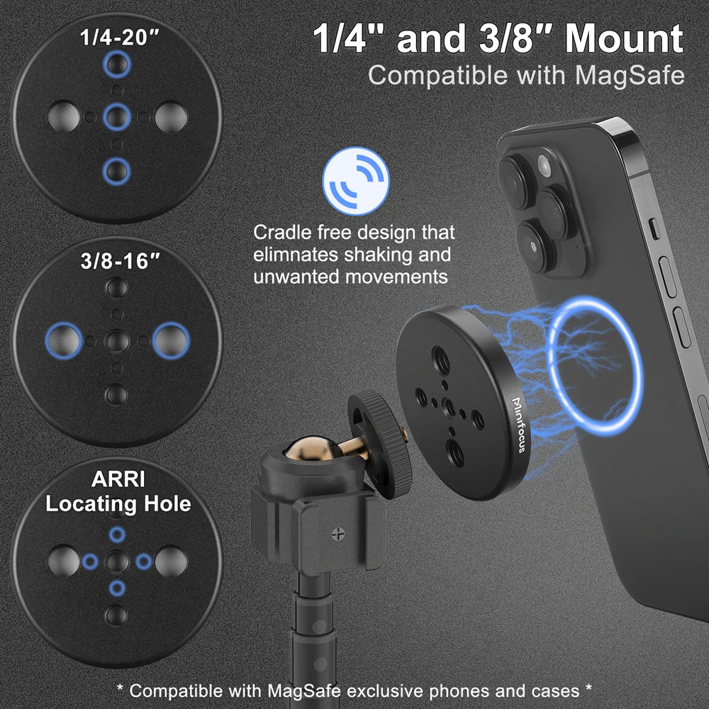 Magnetic selfie stick tripod extended full length view