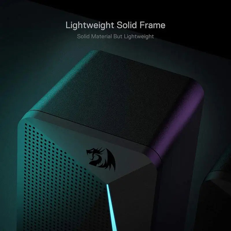 Redragon GS510 Waltz RGB Desktop Speakers – 2.0 Channel Stereo with 4 LED Backlight Modes Digispots