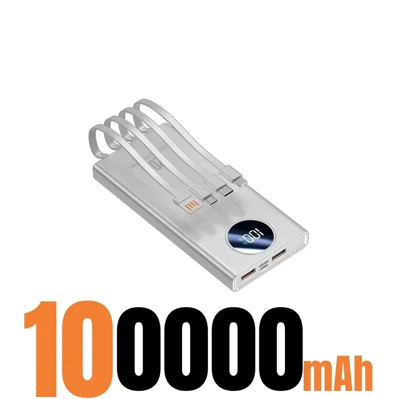 120W Super Fast Charging Power Bank – High Capacity with Digital Display & Built-in Cables Digispots