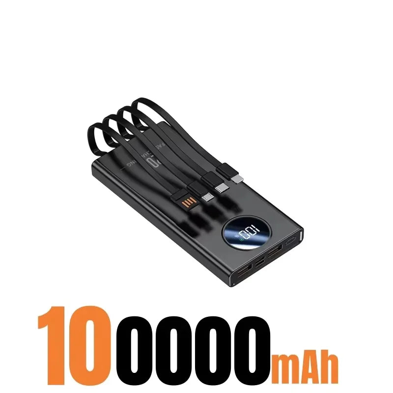 120W Super Fast Charging Power Bank – High Capacity with Digital Display & Built-in Cables Digispots