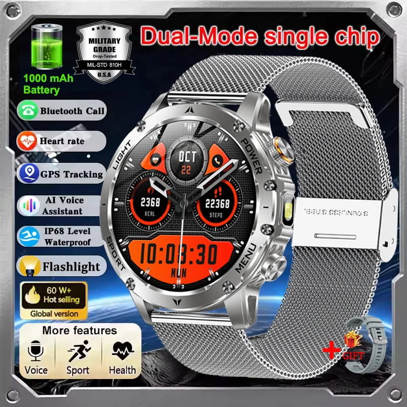 Military smartwatch package contents and accessories