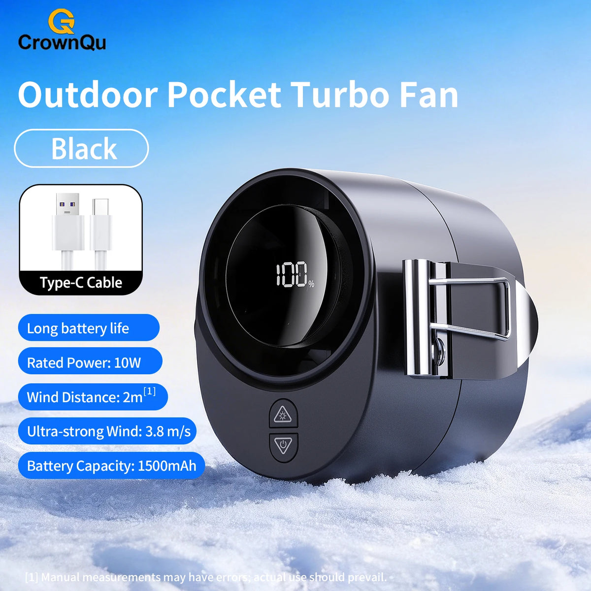 Mini Portable Waist Clip Fan – 3000mAh Battery, 6 Speeds & Digital Display Digispots
