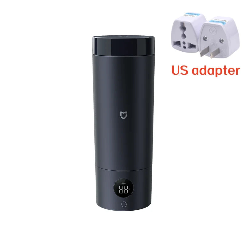 Portable Electric Heating Travel Cup – 316 Stainless Steel Mini Kettle, 2 Temperature Settings Digispots