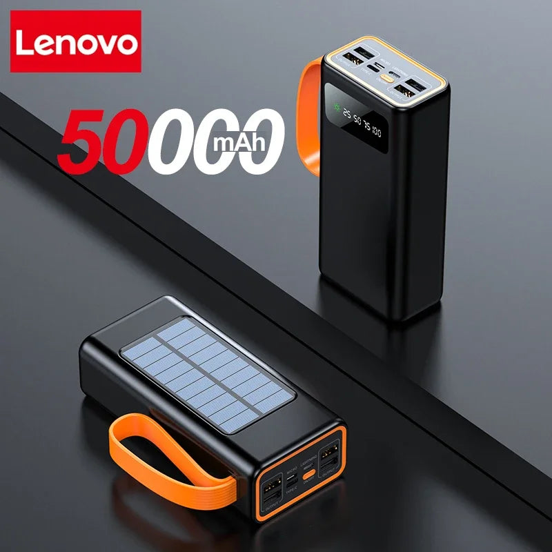 Lenovo Solar Power Bank – Built-in Cables, Solar Charging & LED Flashlight Digispots