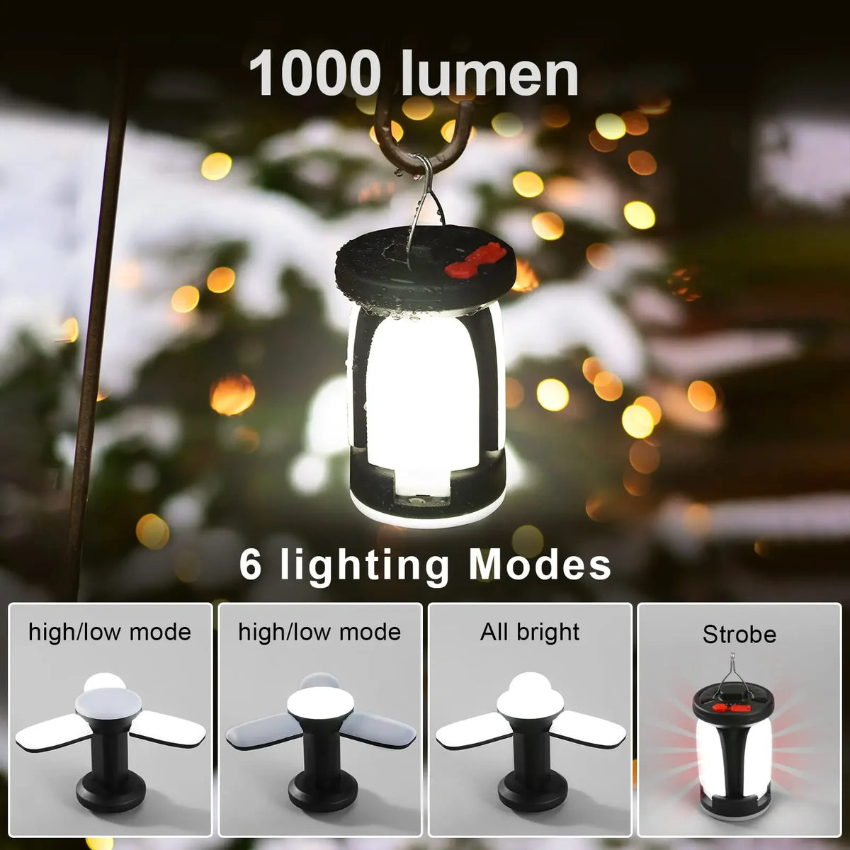 Solar camping lantern folded compact for backpack