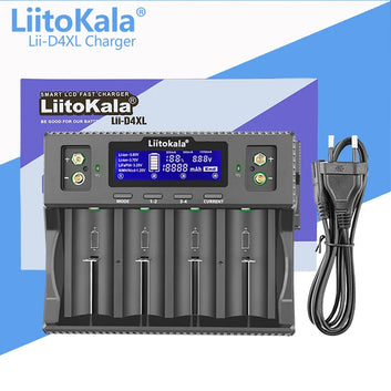 LiitoKala Lii-D4XL Smart Battery Charger – AA, AAA, 9V, Li-ion, LiFePO4 & NiMH Digispots