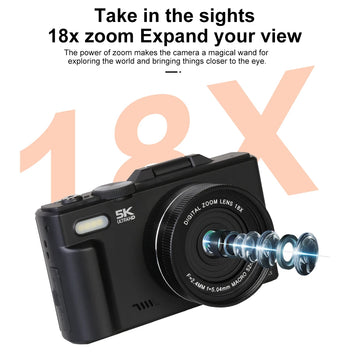 Ourlife 5K Vlog Camera – 180° Flip Screen, Built-in Flash & Multiple Shooting Modes Digispots