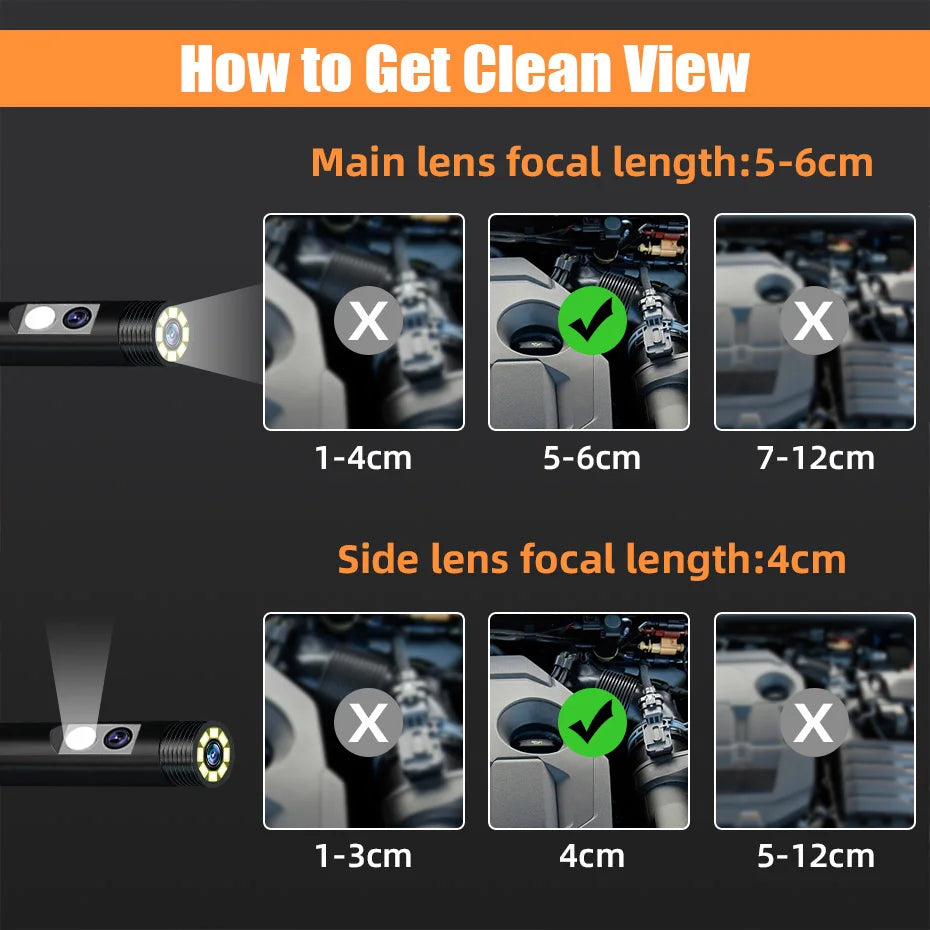KERUI Dual Lens Industrial Endoscope Inspection Camera With Screen IP67 Waterproof Snake 1080P Handheld Digital Video Borescope Digispots