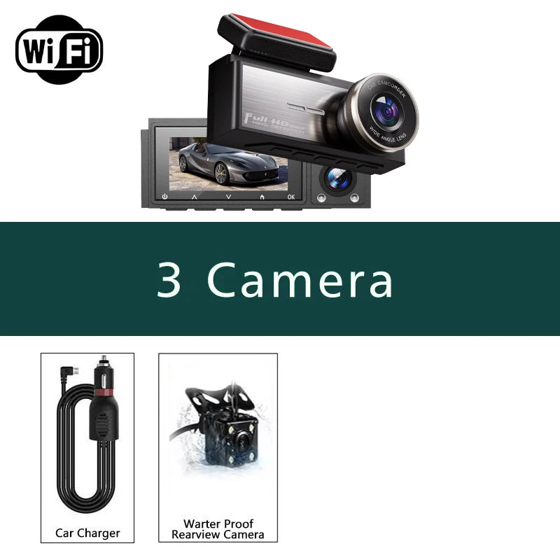 3 Channel WIFI Dash Cam 1080P Car Dvr Interior Vehicle Three Way Camera Mini DVRs Recorder Video Registrator Dashcam Camcord Digispots