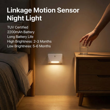 Smart Motion Sensor LED Wall Light - 2200mAh USB-C Fast Charge, 3 Adjustable Brightness, Multi-Device Link for Indoor/Outdoor Security Lighting Digispots