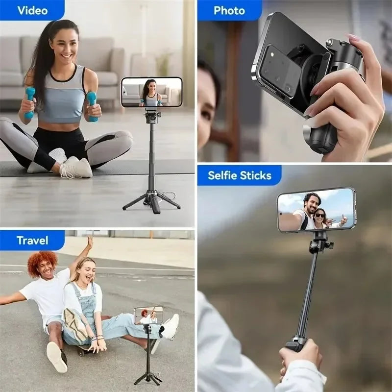 For Magsafe Tripod Bluetooth Remote Magnetic Mini Selfie Stick For iPhone Android Magsafe Travel Monopod Mobile Phone Stabilizer Digispots