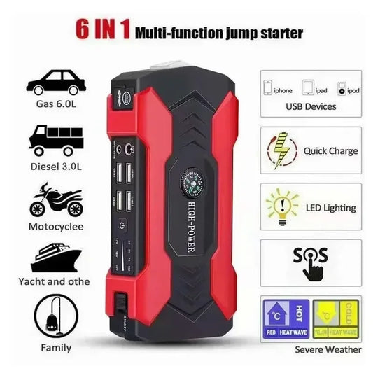 12V Car Jump Starter & Power Bank – Emergency Battery Booster with LED Display & Torch Digispots