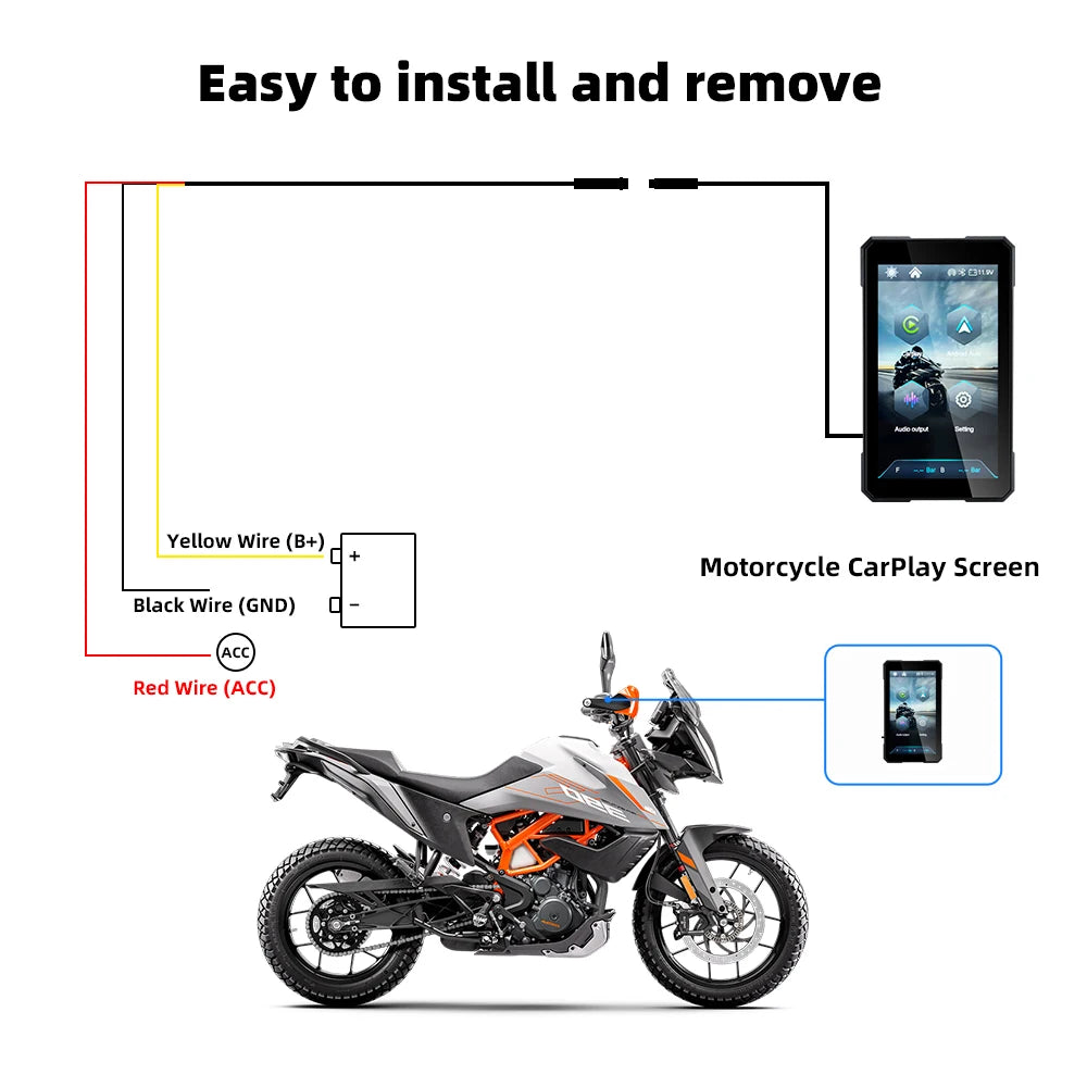 5" Smart Motorcycle Display, CarPlay for Motorcycle, Wireless Android Auto, TPMS, Navigation, Voice Assistant, Quick Release Mou Digispots