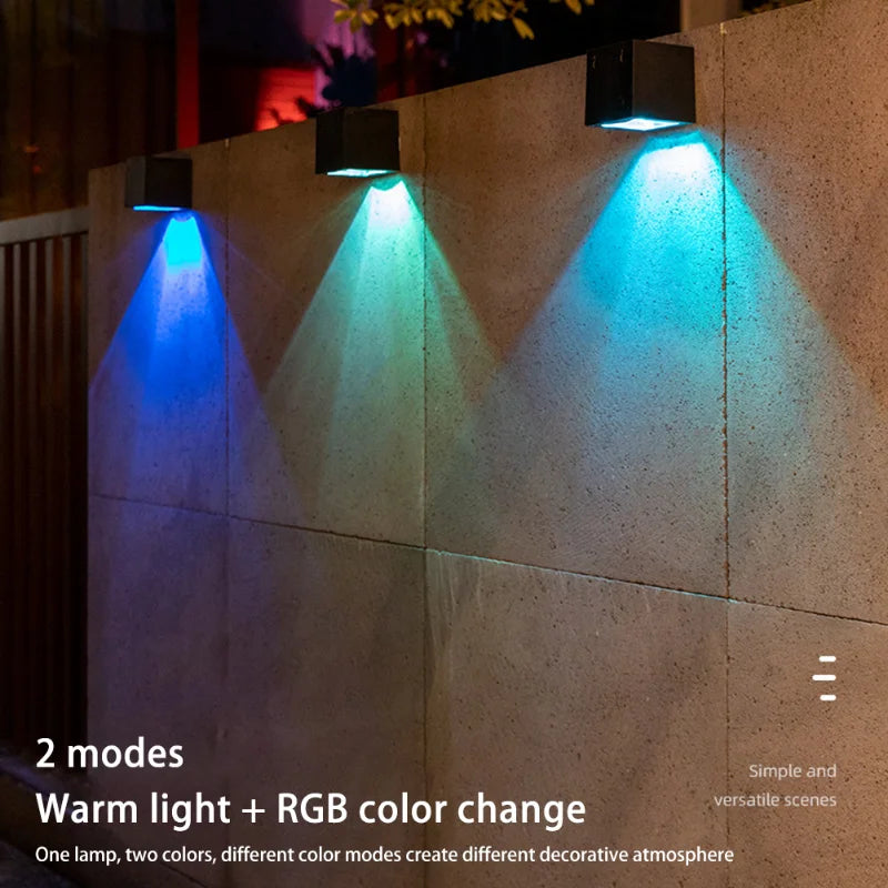 Outdoor wall lamp warm white glow terrace evening
