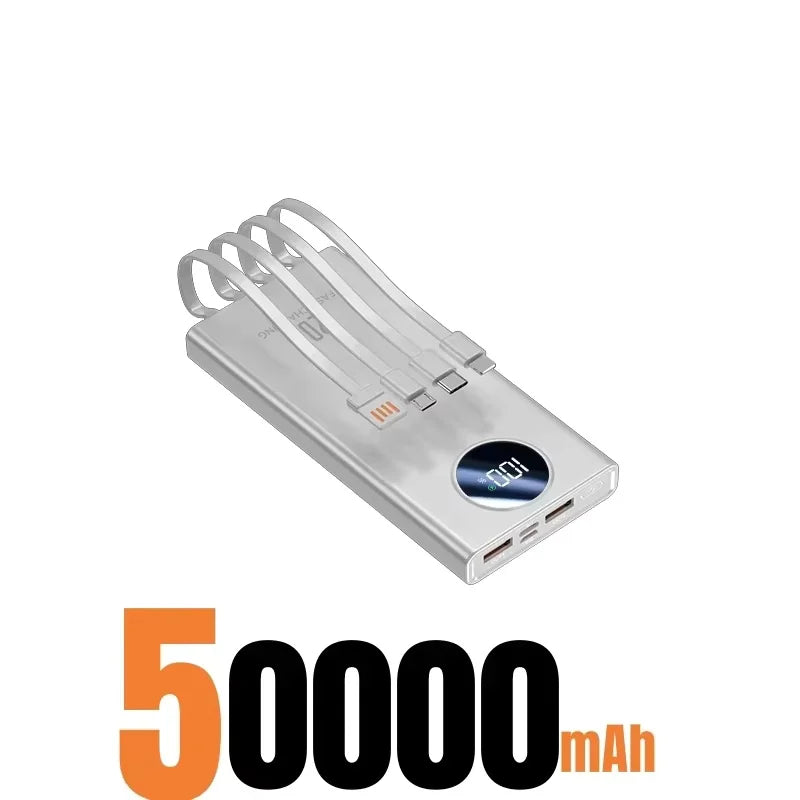 120W Super Fast Charging Power Bank – High Capacity with Digital Display & Built-in Cables Digispots