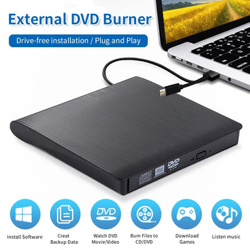 External CD Player Type-C USB 3.0 2 in 1 Portable Optical Drives DVD Burner CD RW ROM Reader Writer Recorder for Desktop Laptop Digispots