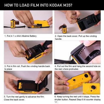 Kodak M35 Retro 35mm Film Camera – Reusable Manual Camera with Flash Digispots