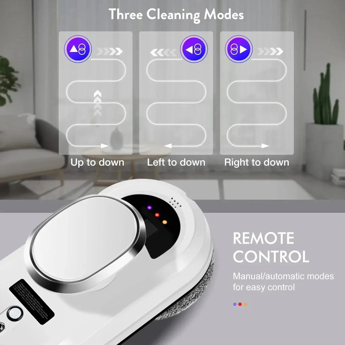 Window cleaning robot remote control functions