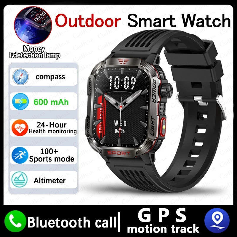 Military Outdoor Smartwatch – GPS, Compass & Bluetooth Calling, 5ATM Waterproof Digispots