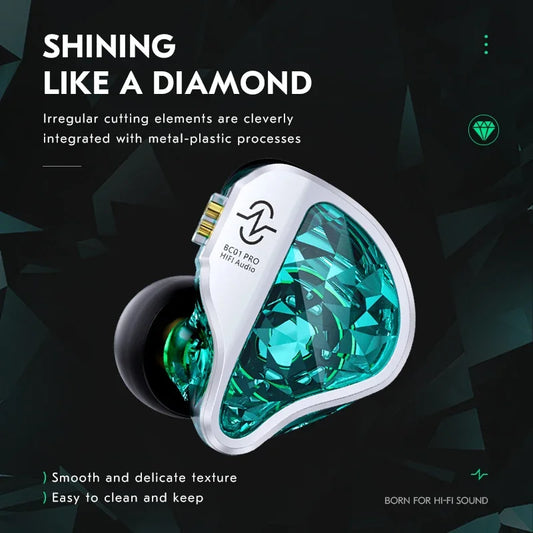 CCZ Harmony BC01 Pro Wired HIFI Earphones – Hybrid Driver, Zinc Alloy, With or Without Mic Digispots