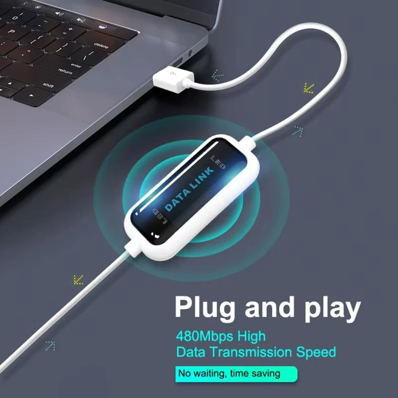 USB PC To PC Online Share Sync Link Net Direct Data File Transfer Bridge LED Cable High Speed Easy Copy Line Between 2 Computer Digispots