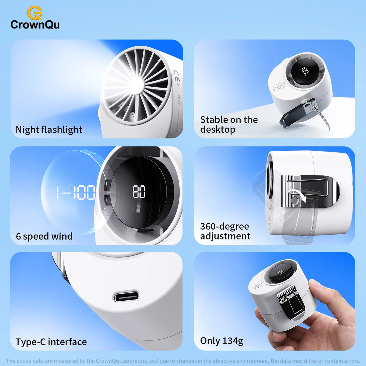 Mini Portable Waist Clip Fan – 3000mAh Battery, 6 Speeds & Digital Display Digispots
