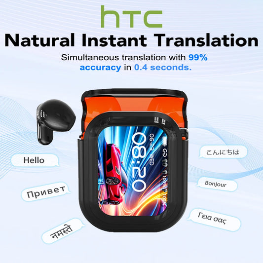 Translator HTC NE20 New Bluetooth 6.0 Wireless Headphones Translation Earphones IPX4 Waterproof Rating Long Battery Life Digispots