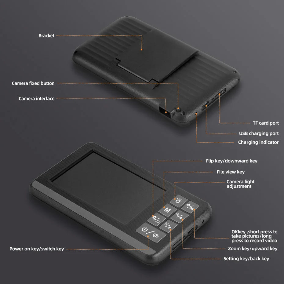 KERUI Dual Lens Industrial Endoscope Inspection Camera With Screen IP67 Waterproof Snake 1080P Handheld Digital Video Borescope Digispots
