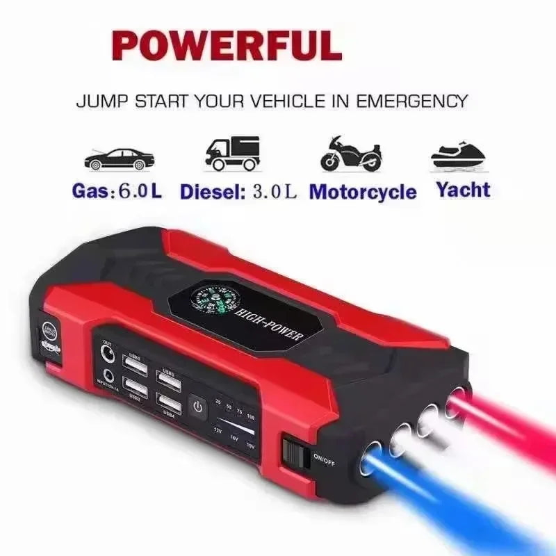 12V Car Jump Starter & Power Bank – Emergency Battery Booster with LED Display & Torch Digispots