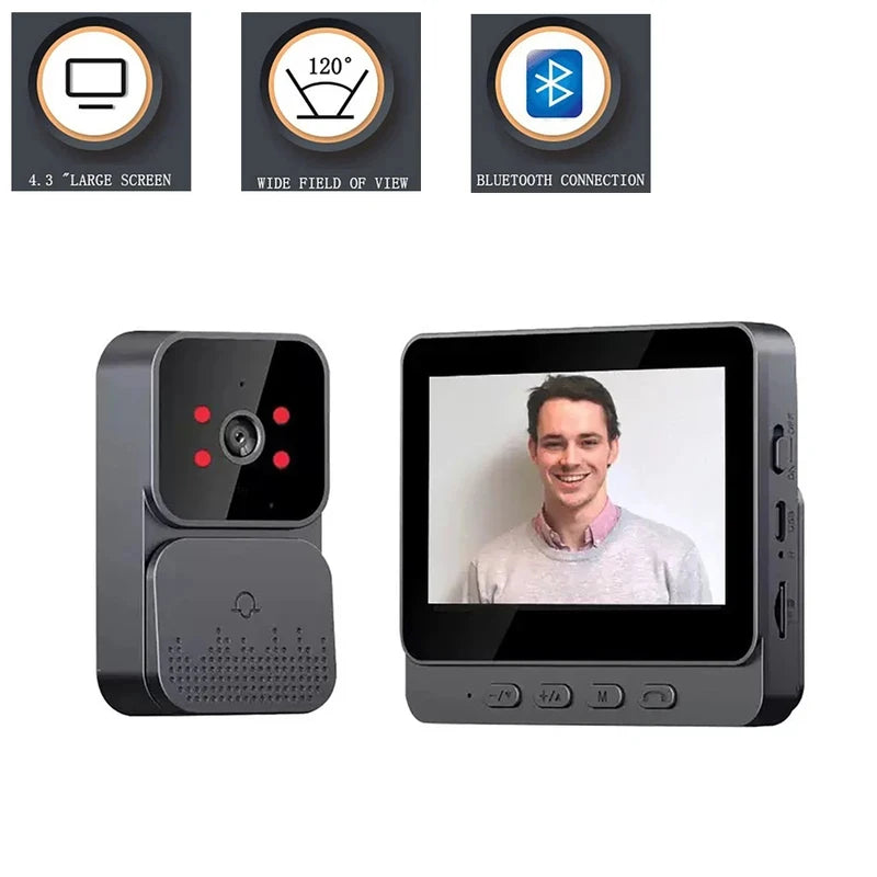 Smart WiFi 2.4G Wireless Doorbells Video Intercom Camera Inteligente Night Vision 4.3inch HD Screen For Security Home Apartment Digispots