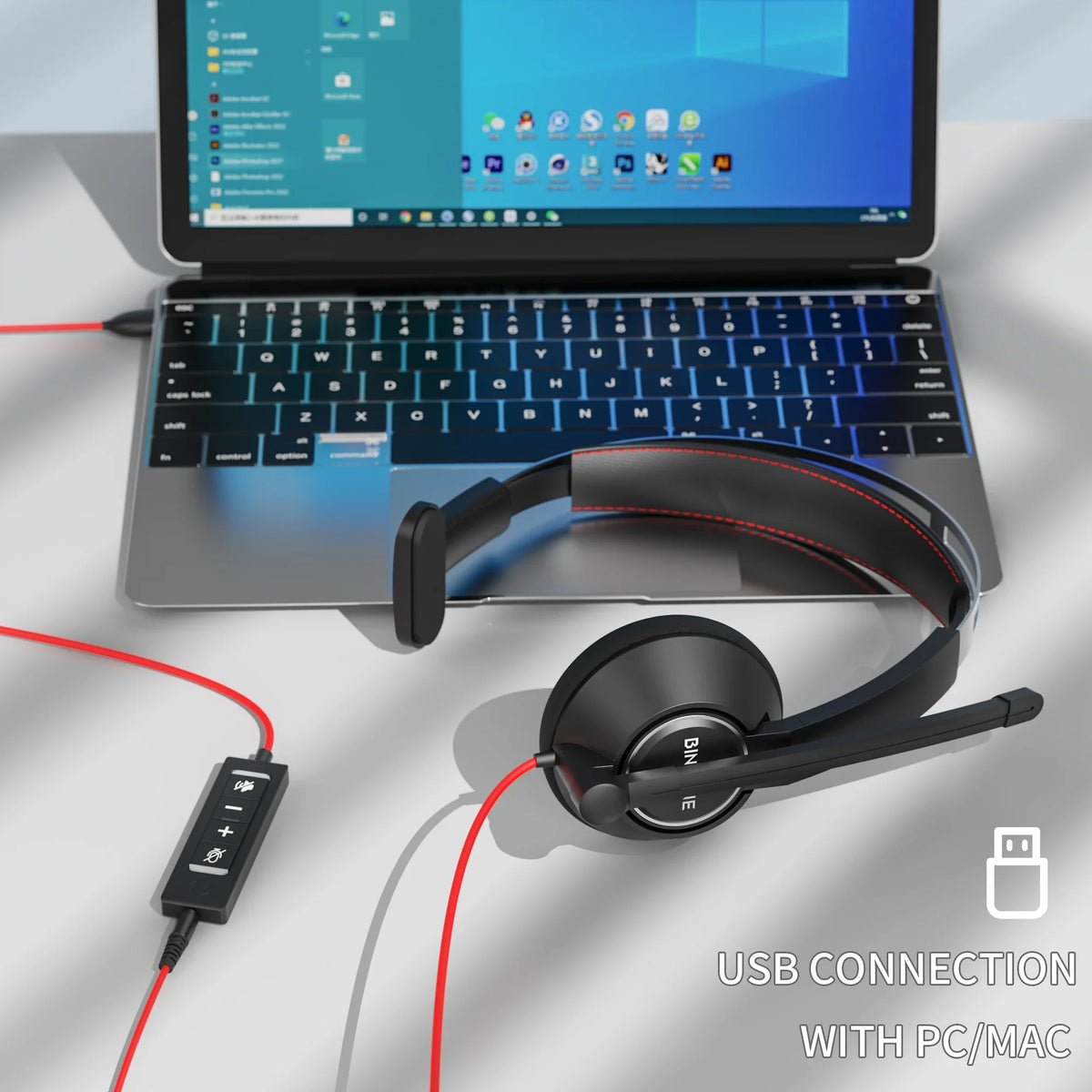 Office headset boom microphone flexible arm detail