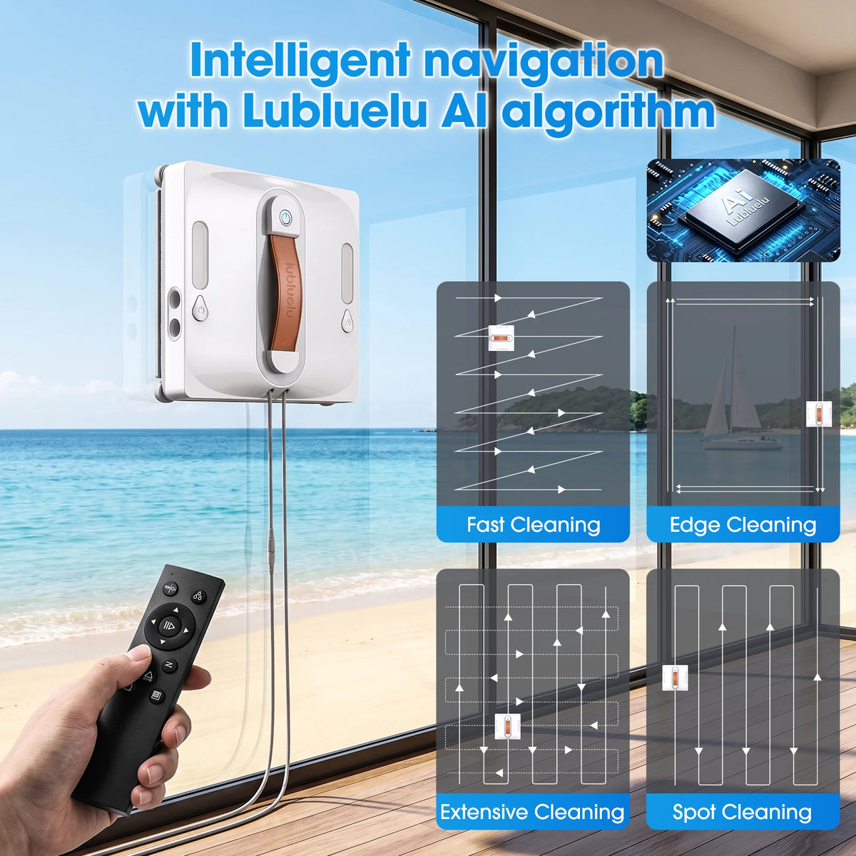 Lubluelu Robot Window Washer 8-Layer Safety Protection 9000Pa Suction Intelligent Path Edge Cleaning Home Glass Cleaning Robot Digispots