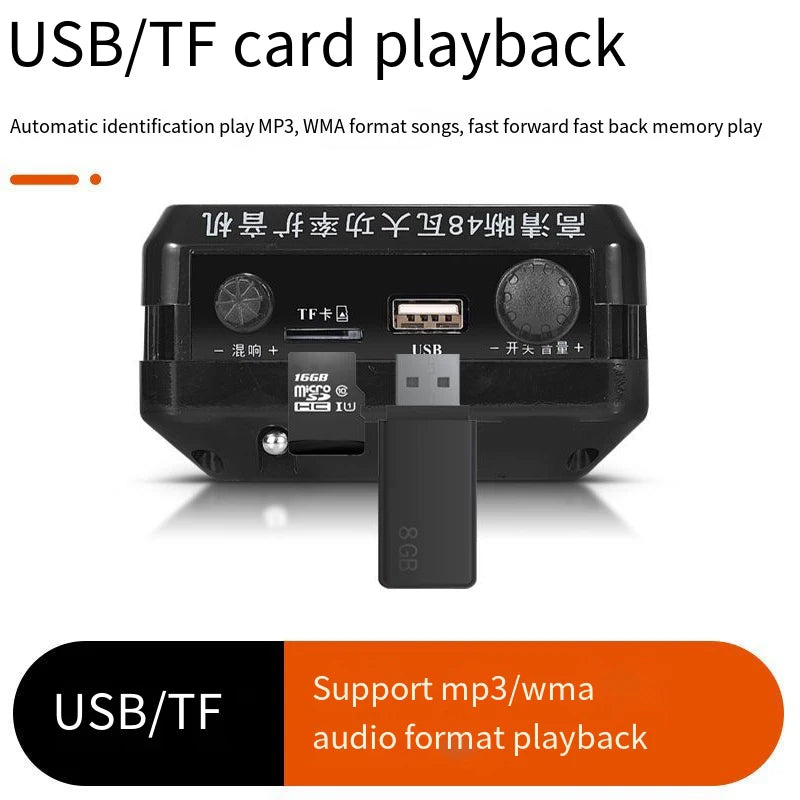 48W Wireless Auto Connection Loudspeaker Wired Bluetooth Teacher Classroom Megaphone Speaker Tour Guide's Amplifier TF Card USB Digispots