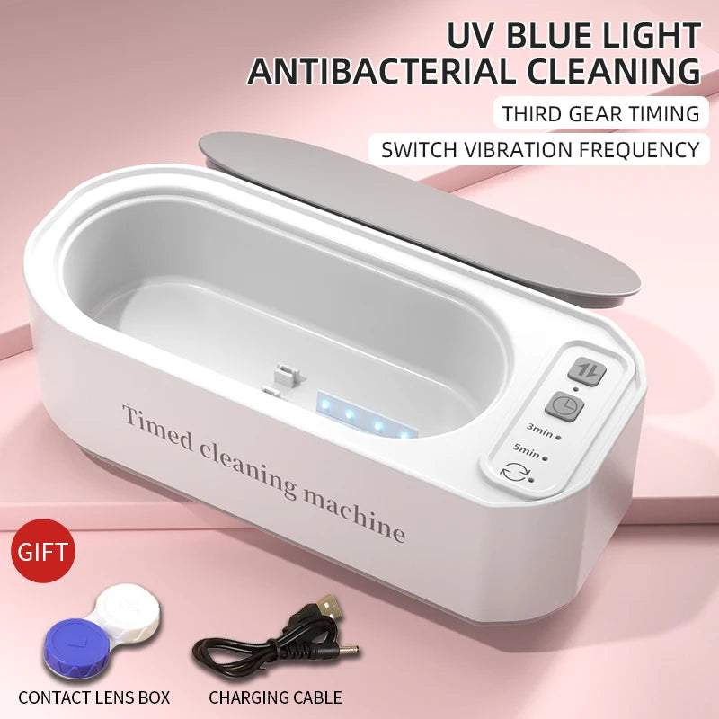 Ultrasonic Cleaner – 3-Speed Timer, Blue Light Antibacterial for Jewelry, Glasses & Brushes Digispots