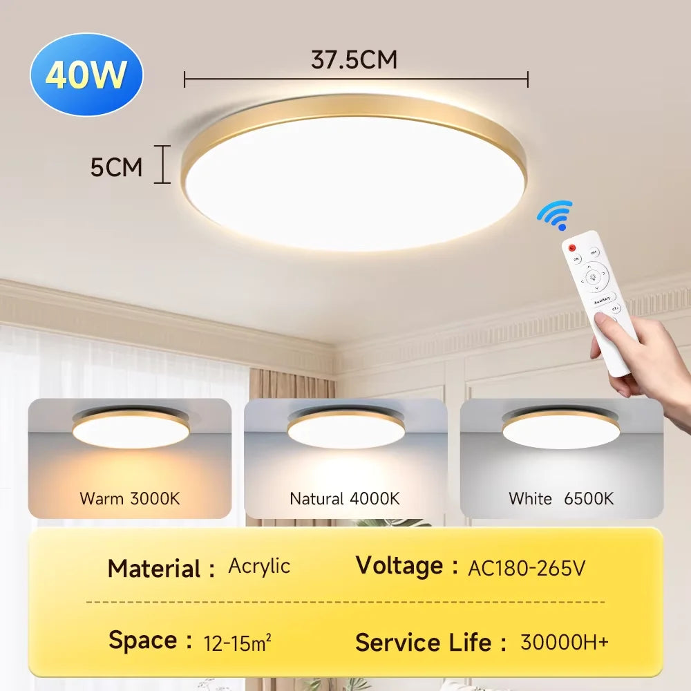 Smart Led Ceiling Light with Remote Control 3 Colors Dimmable Ceiling Lights Ultrathin Panel Lamps Bedroom Kitchen Ceiling Lamp Digispots