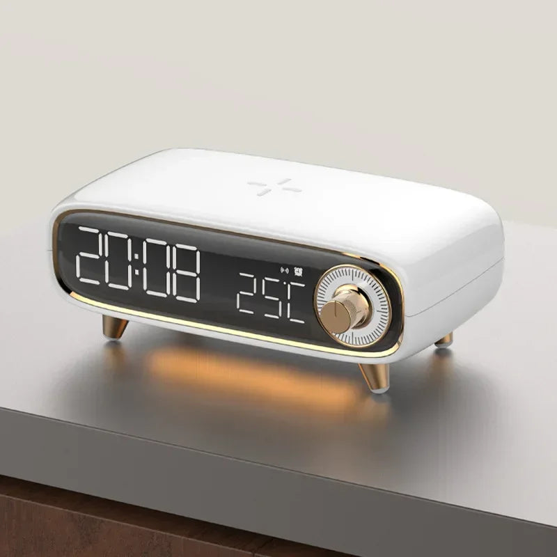 6-in-1 Bedside Charging Station – Bluetooth Speaker, 15W Wireless Charger, Night Light, Alarm Clock & Temperature Display Digispots